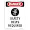 Signmission OSHA Danger Sign, Safety Belts Required, 24in X 18in Rigid Plastic, 18" W, 24" H, Portrait OS-DS-P-1824-V-1554 - alternate 1